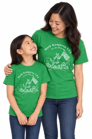 A mother and daughter wearing the green shirt